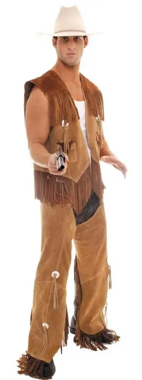 Cowboy Leather Vest/Chaps Set Adult Costume 1 Cowboy Leather Vest/Chaps Set Adult Costume