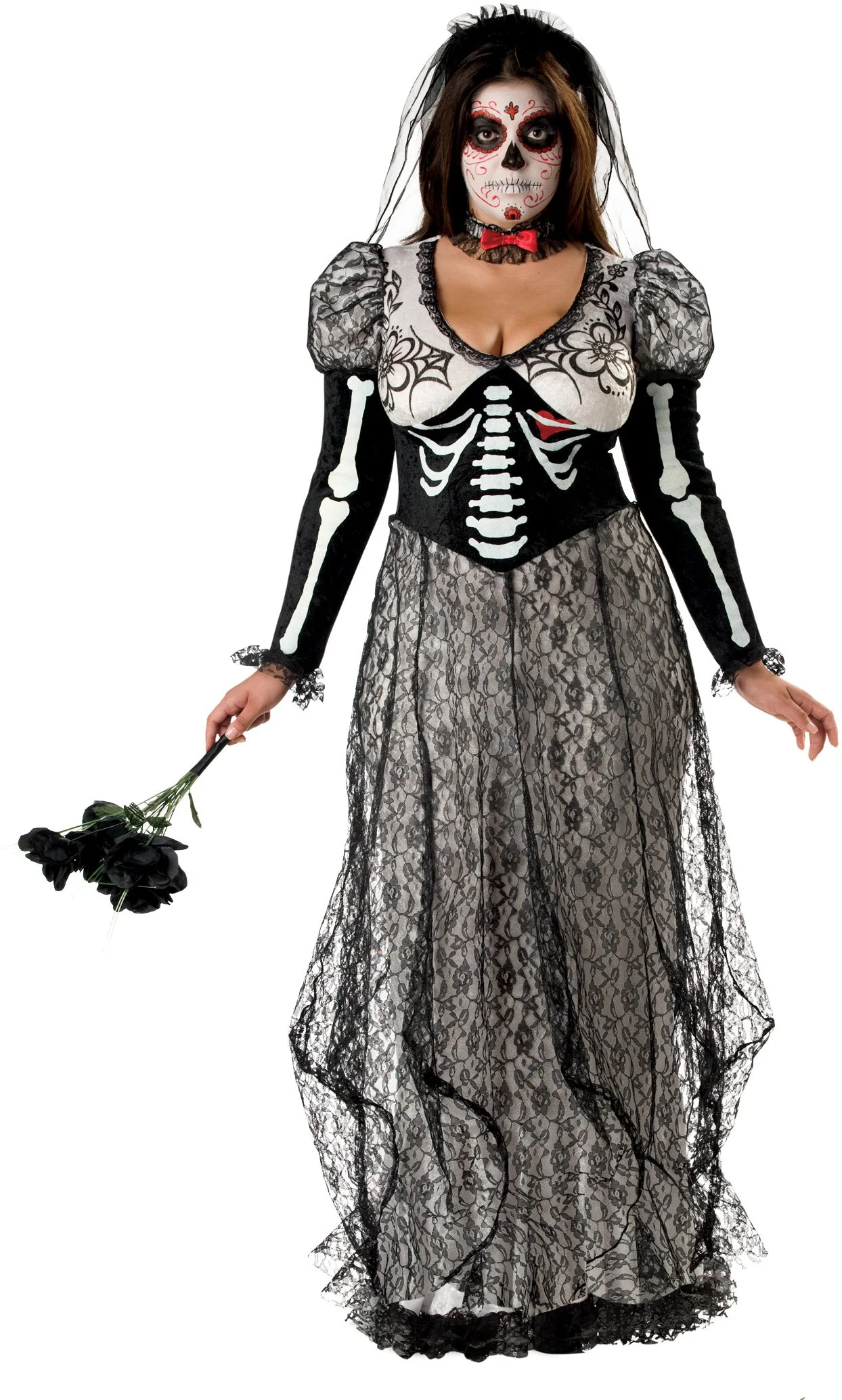 Day Of The Dead Bride Plus Adult Costume 1 Day Of The Dead Bride Plus Adult Costume