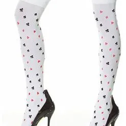 Card Print Queen Of Hearts Stockings