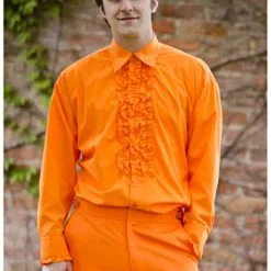 Orange Ruffled Tuxedo Shirt